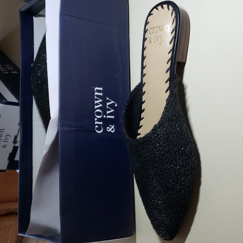 Crown & Ivey Black Sereena Slip on Mules. Worn once only.  7.5